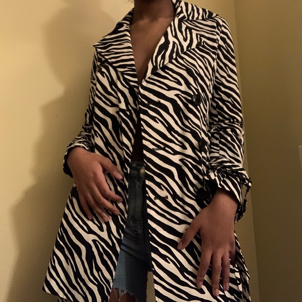 Zebra Print Trench Coat